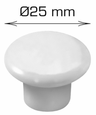 Porcelænknop - Hvid Ø25 mm.
